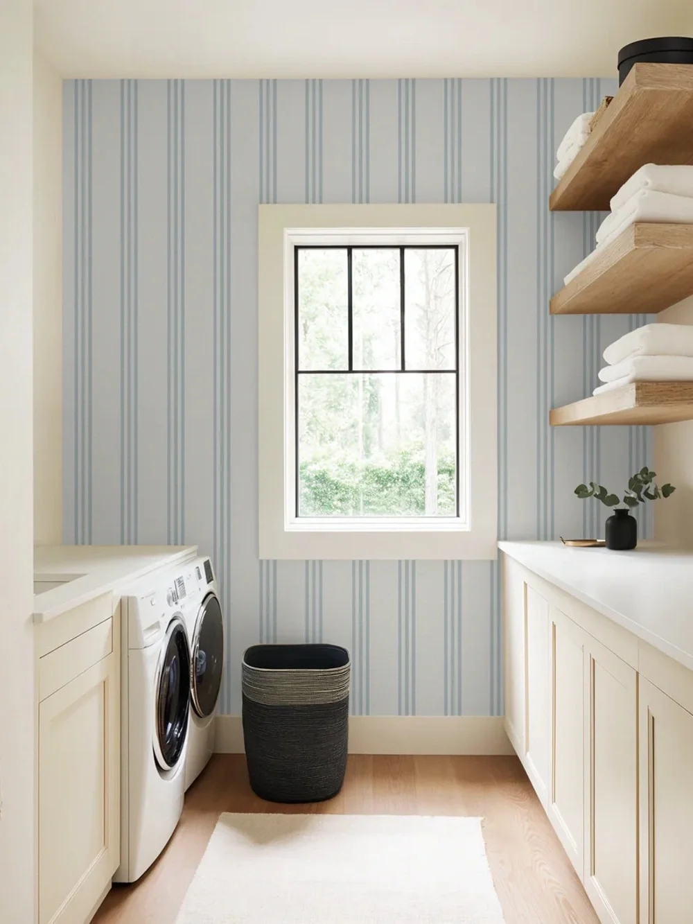 Striped Wallpaper - Blue & White